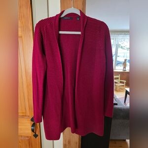 Women's Burgendy Open Front Cardigan Sweater